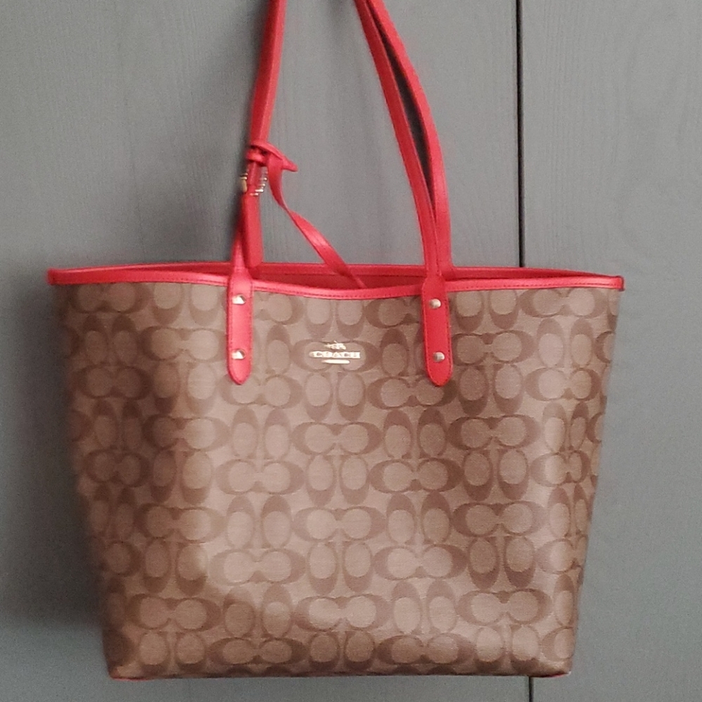 Coach Reversible Tote with attached pouch